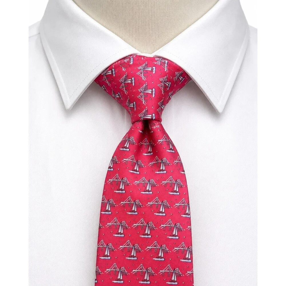 Vineyard Vines Custom Collection Michael Hayes Silk Tie Pink Sailboats Nautical